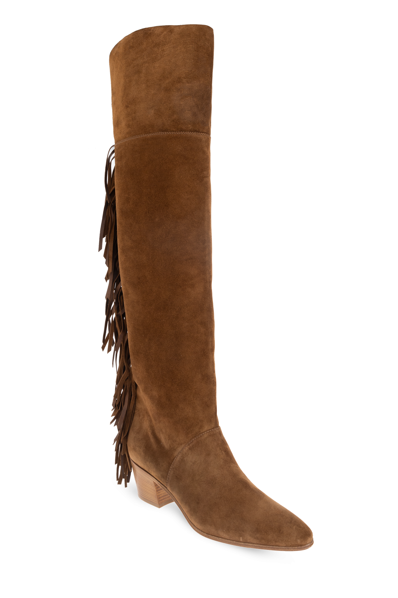 Brązowy Zamszowe kozaki na obcasie Casadei - Vitkac Polska